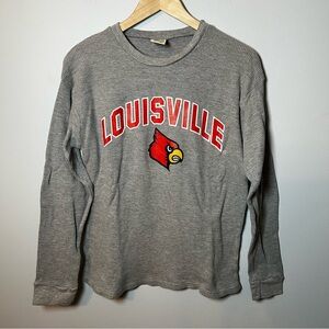 Louisville Cardinals thermal waffle knit Shirt Men’s M Gray Big Ball Sports